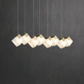 Linear Alabaster Cube Chandelier 6-Light Brass Island Pendant Light - 8-Lights ∅ 37.8