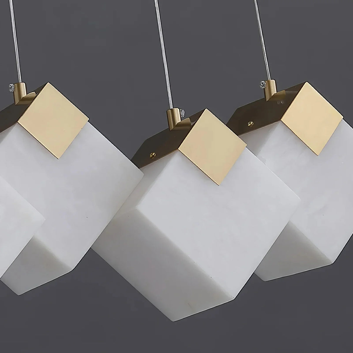 Linear Alabaster Cube Chandelier 6-Light Brass Island Pendant Light - 10-Lights ∅ 47.2" x H 3.9"Gold & White - Jecanoli