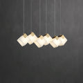 Linear Alabaster Cube Chandelier 6-Light Brass Island Pendant Light - 10-Lights ∅ 47.2