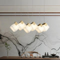 Linear Alabaster Cube Chandelier 6-Light Brass Island Pendant Light - 10-Lights ∅ 47.2