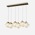 Linear Alabaster Cube Chandelier 6-Light Brass Island Pendant Light - 6-Lights ∅ 27.6