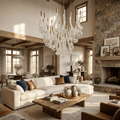 Lucerna LED Glass Flame Chandelier - Dia 23.6″ × H 39.4″Gold & ClearWarm LightBlushlighting