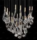 Lucerna LED Glass Flame Chandelier - Dia 23.6″ × H 39.4″Gold & ClearWarm LightBlushlighting