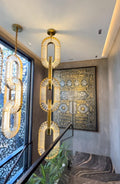 Luxury Crystal and Metal Chain Pendant Chandelier for High Ceilings with Modern Finish - Vertical/3 Rings/D12