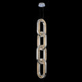 Luxury Crystal and Metal Chain Pendant Chandelier for High Ceilings with Modern Finish - Vertical/3 Rings/D12