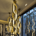 Luxury Crystal and Metal Chain Pendant Chandelier for High Ceilings with Modern Finish - Vertical/3 Rings/D12