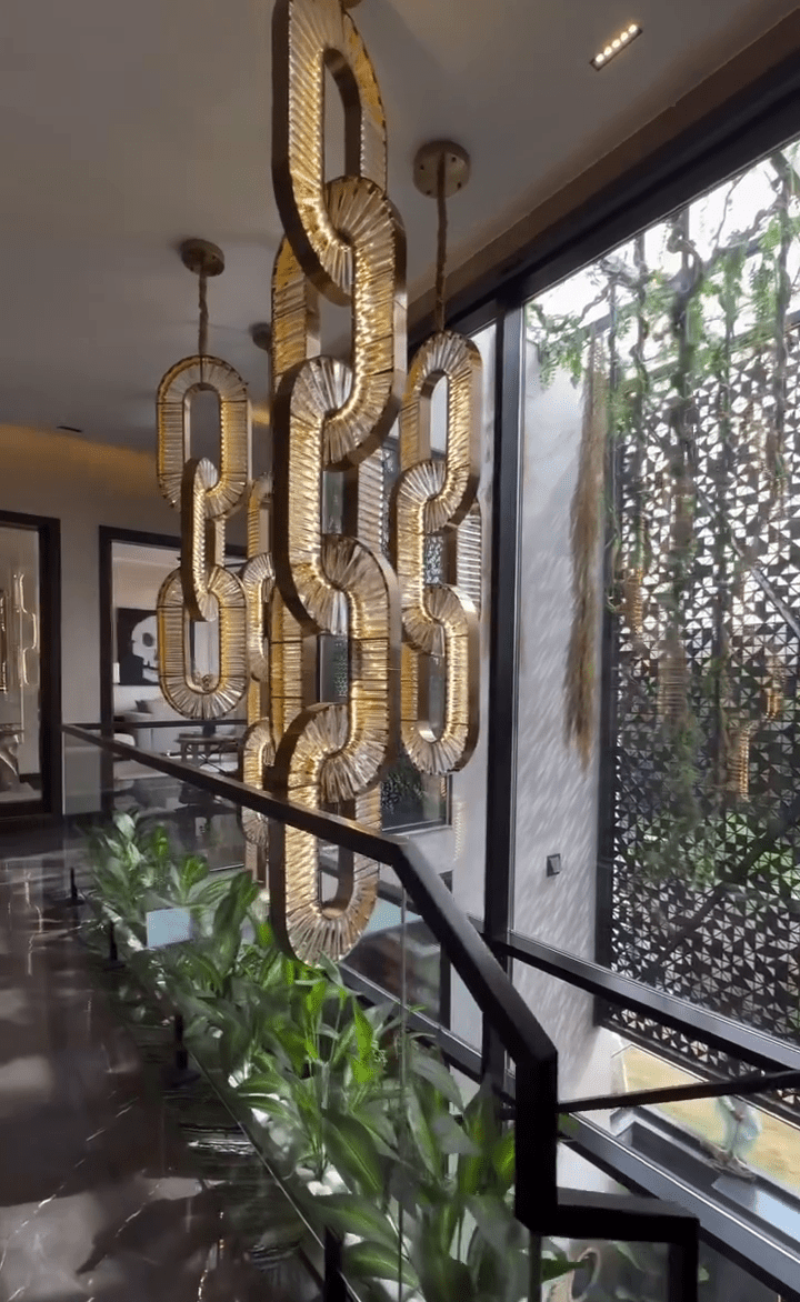 Luxury Crystal and Metal Chain Pendant Chandelier for High Ceilings with Modern Finish - Vertical/3 Rings/D12"*H48"/26kgGoldWarm LightJecanoli