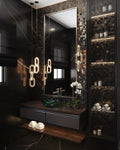 Luxury Crystal and Metal Chain Pendant Chandelier for High Ceilings with Modern Finish - Vertical/3 Rings/D12