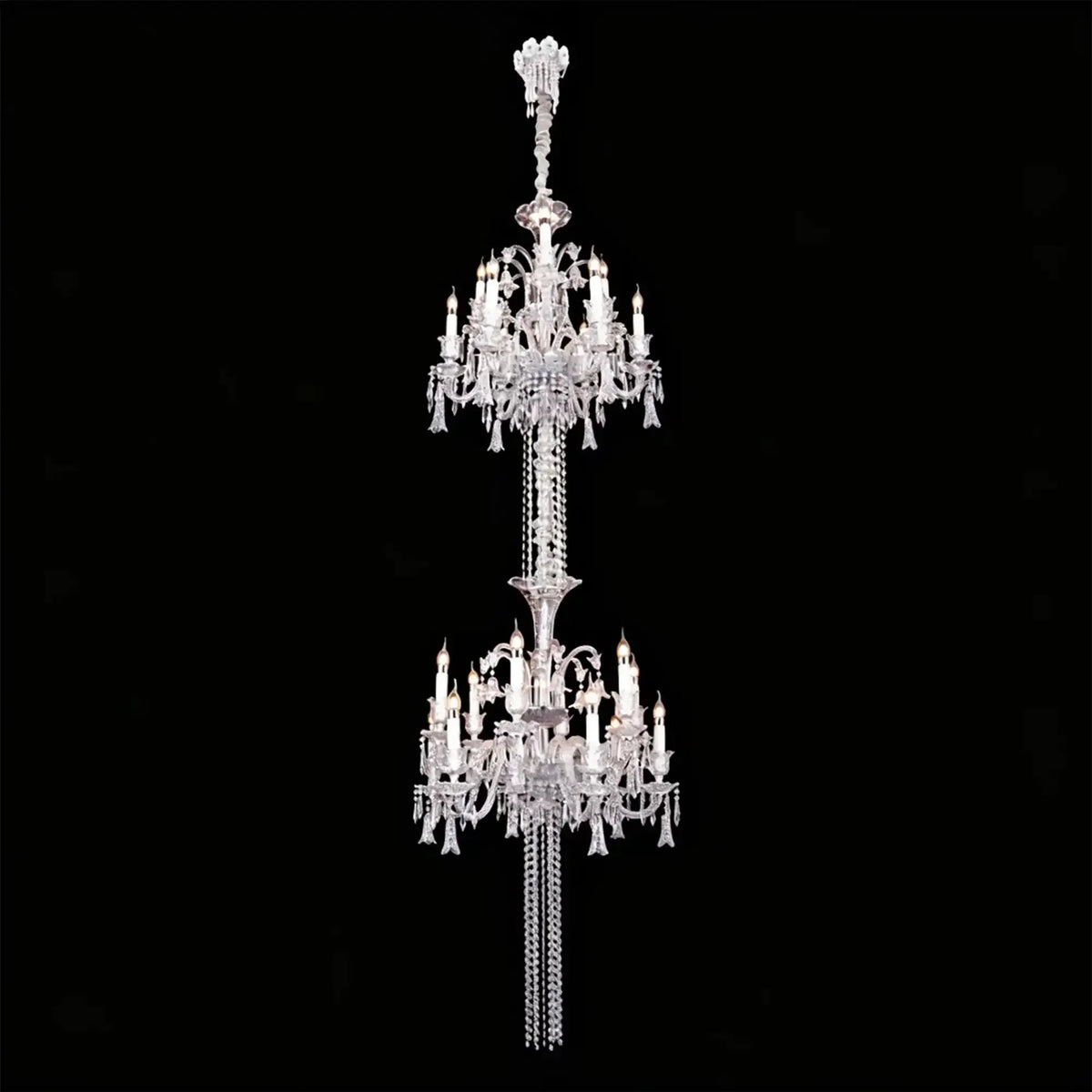 Luxury Dual-Tier Palace Crystal Chandelier - 24 Lights/D32.28"*H90.55"(D82cm*H230cm)Warm LightJecanoli