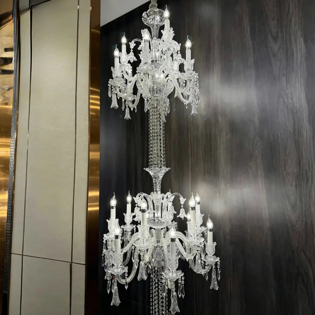 Luxury Dual-Tier Palace Crystal Chandelier - 24 Lights/D32.28"*H90.55"(D82cm*H230cm)Warm LightJecanoli