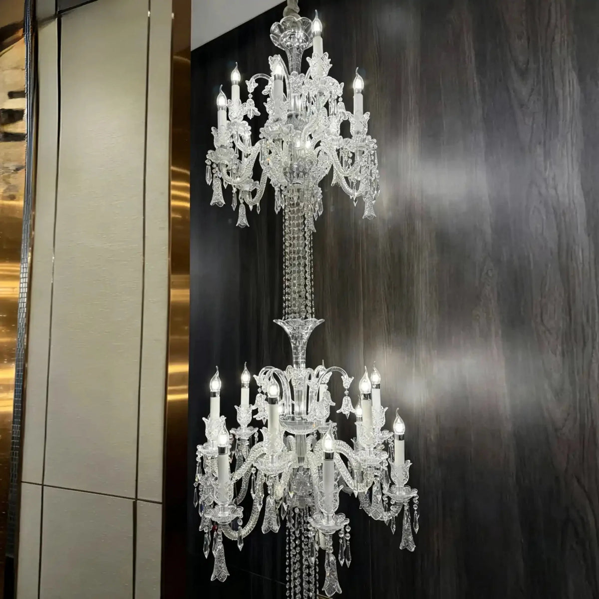 Luxury Dual-Tier Palace Crystal Chandelier - 24 Lights/D32.28"*H90.55"(D82cm*H230cm)Warm LightJecanoli