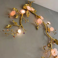Luxury Elegant Golden Branch Blossom Twig Natural Crystal Lighting Set - Pendant Chandelier/L50.39“*W24.8”Warm LightJecanoli