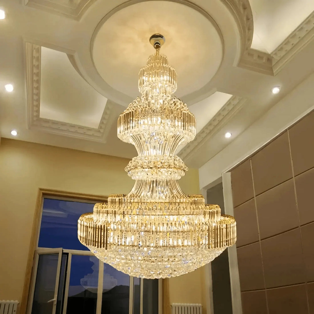 Luxury Extra Large Crystal Chandelier Round Ceiling Light Fixture for Foyer, Entryway & Entrance - D39.4"*H59.1"Warm Light-Jecanoli