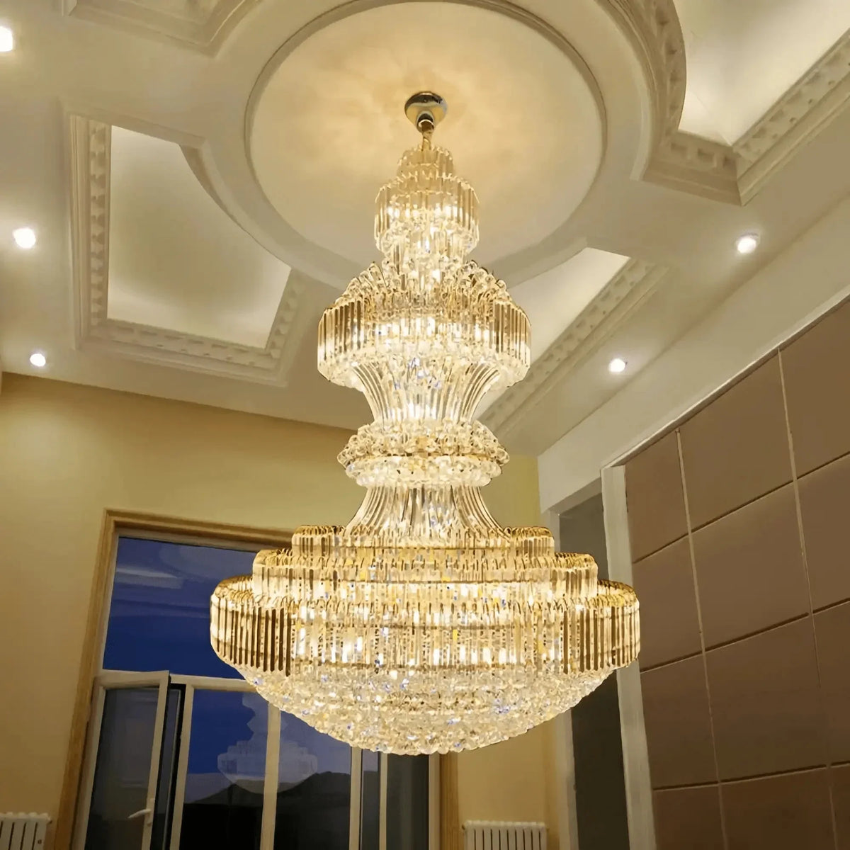 Luxury Extra Large Crystal Chandelier Round Ceiling Light Fixture for Foyer, Entryway & Entrance - D39.4"*H59.1"Warm Light-Jecanoli