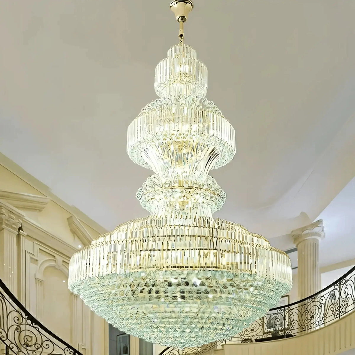 Luxury Extra Large Crystal Chandelier Round Ceiling Light Fixture for Foyer, Entryway & Entrance - D39.4"*H59.1"Warm Light-Jecanoli
