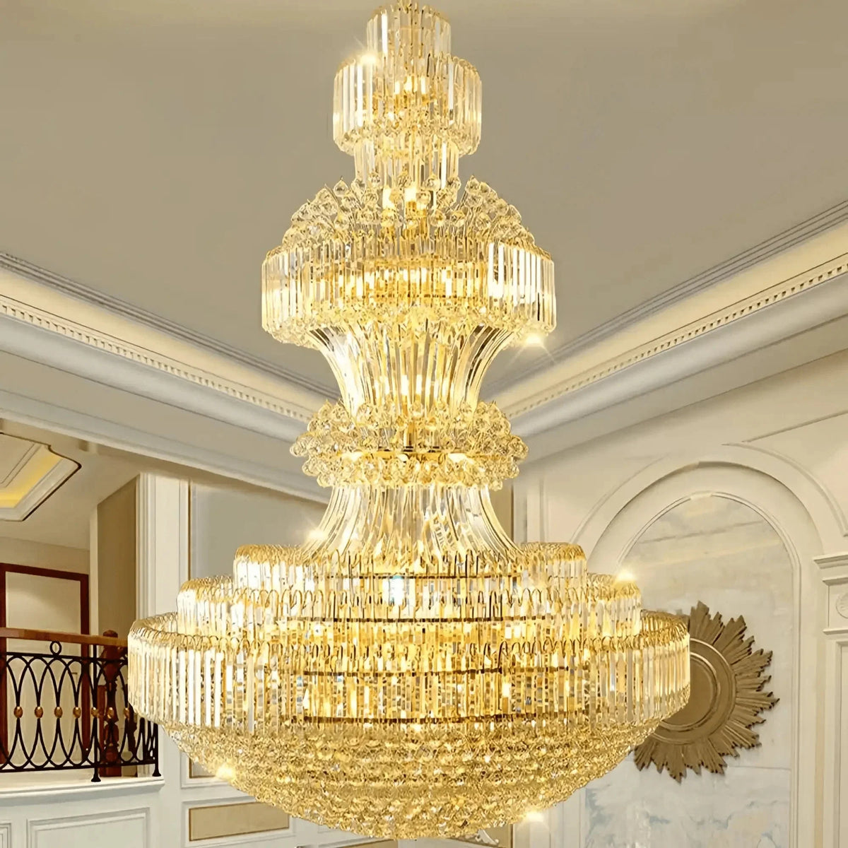 Luxury Extra Large Crystal Chandelier Round Ceiling Light Fixture for Foyer, Entryway & Entrance - D39.4"*H59.1"Warm Light-Jecanoli