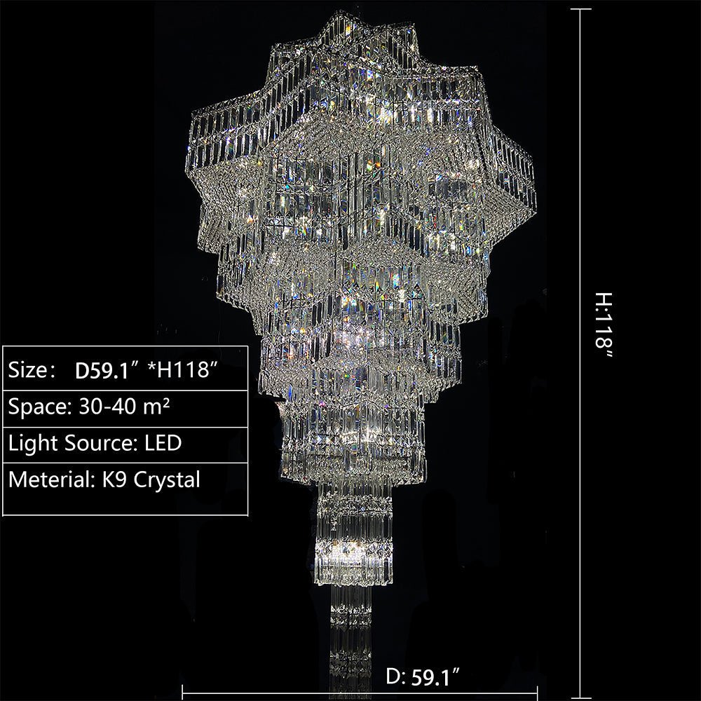Luxury Extra Large Plaza Multi-Tier Crystal Chandelier For Hotel Hall / 2 Story Foyer / High Ceiling Living Room-Chandeliers-Manolights-Manolights