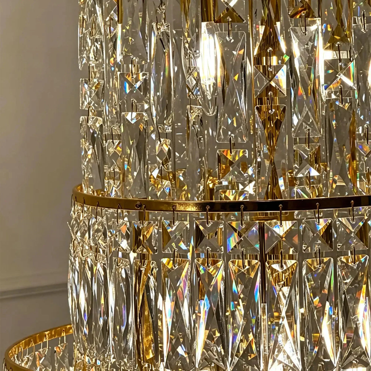 Luxury Majesty Grand Crown Top Cascading Long Tiered Crystal Chandelier - D23.62"*H137.80" (D60cm*H350cm)Warm LightJecanoli