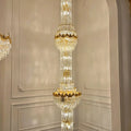 Luxury Majesty Grand Crown Top Cascading Long Tiered Crystal Chandelier - D23.62