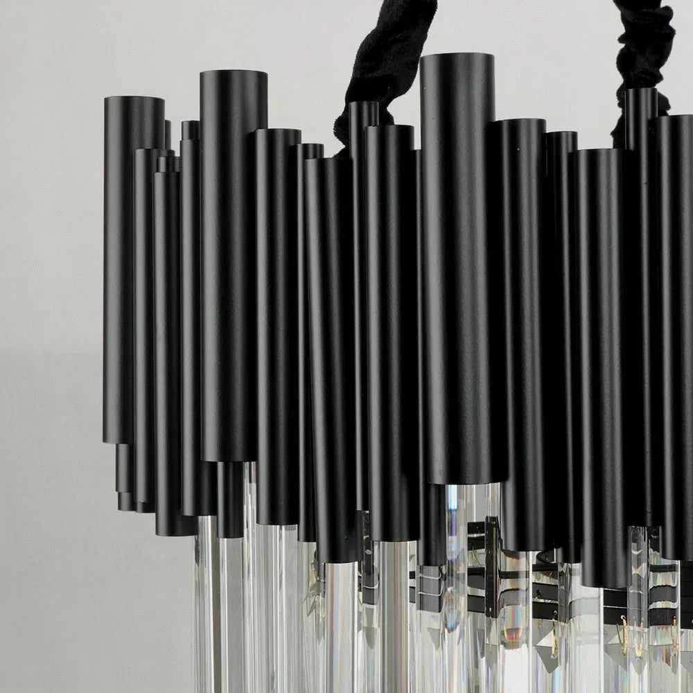 Luxury Modern Living Room Black Crystal Light Fixture - W17.7‘’×H15''Jecanoli