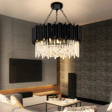 Luxury Modern Living Room Black Crystal Light Fixture - W17.7‘’×H15''Jecanoli