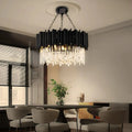 Luxury Modern Living Room Black Crystal Light Fixture - W17.7‘’×H15''Jecanoli