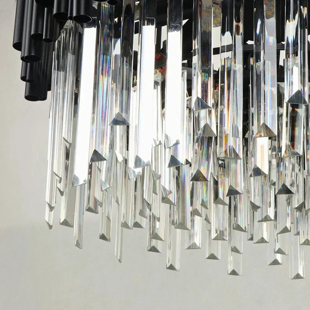 Luxury Modern Living Room Black Crystal Light Fixture - W17.7‘’×H15''Jecanoli