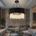 Luxury Modern Living Room Black Crystal Light Fixture - W17.7‘’×H15''Jecanoli