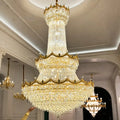 Luxury Palace-Style Tiered Gilded Brass Arm Crystal Chandelier - D64.96