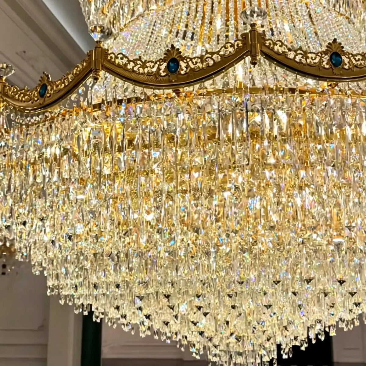 Luxury Palace-Style Tiered Gilded Brass Arm Crystal Chandelier - D64.96"*H90.55" (D165cm*H230cm)Warm LightJecanoli