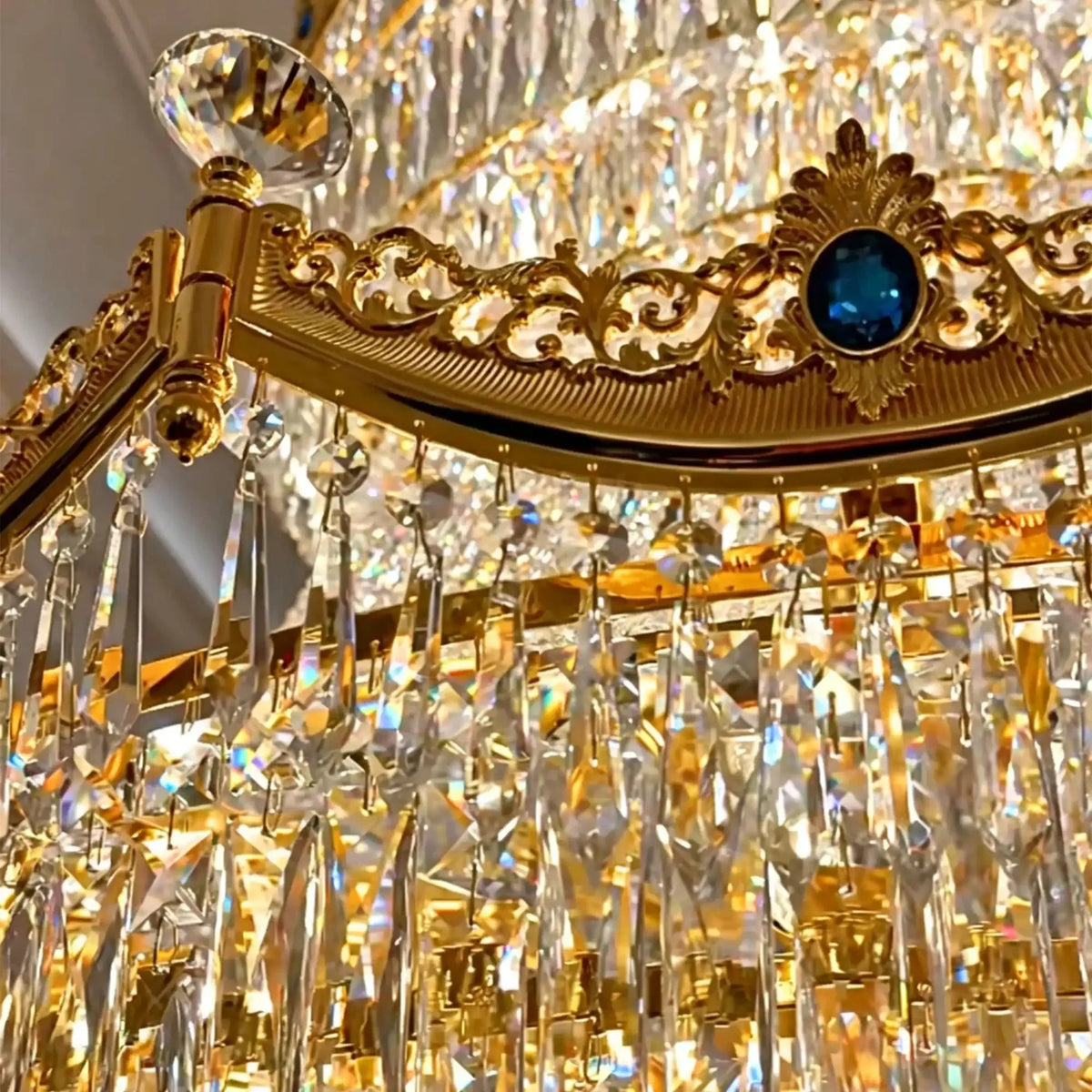 Luxury Palace-Style Tiered Gilded Brass Arm Crystal Chandelier - D64.96"*H90.55" (D165cm*H230cm)Warm LightJecanoli