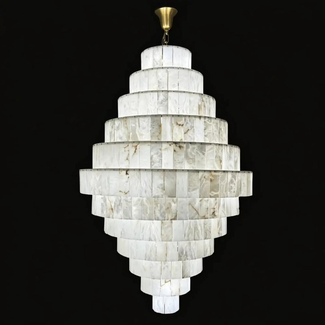 Luxury Sculpted Pyramid-Tier Alabaster Chandelier for High Ceiling - D48.03"*H44.09"(D122cm*H112cm)/85kgWarm Light 3000KJecanoli