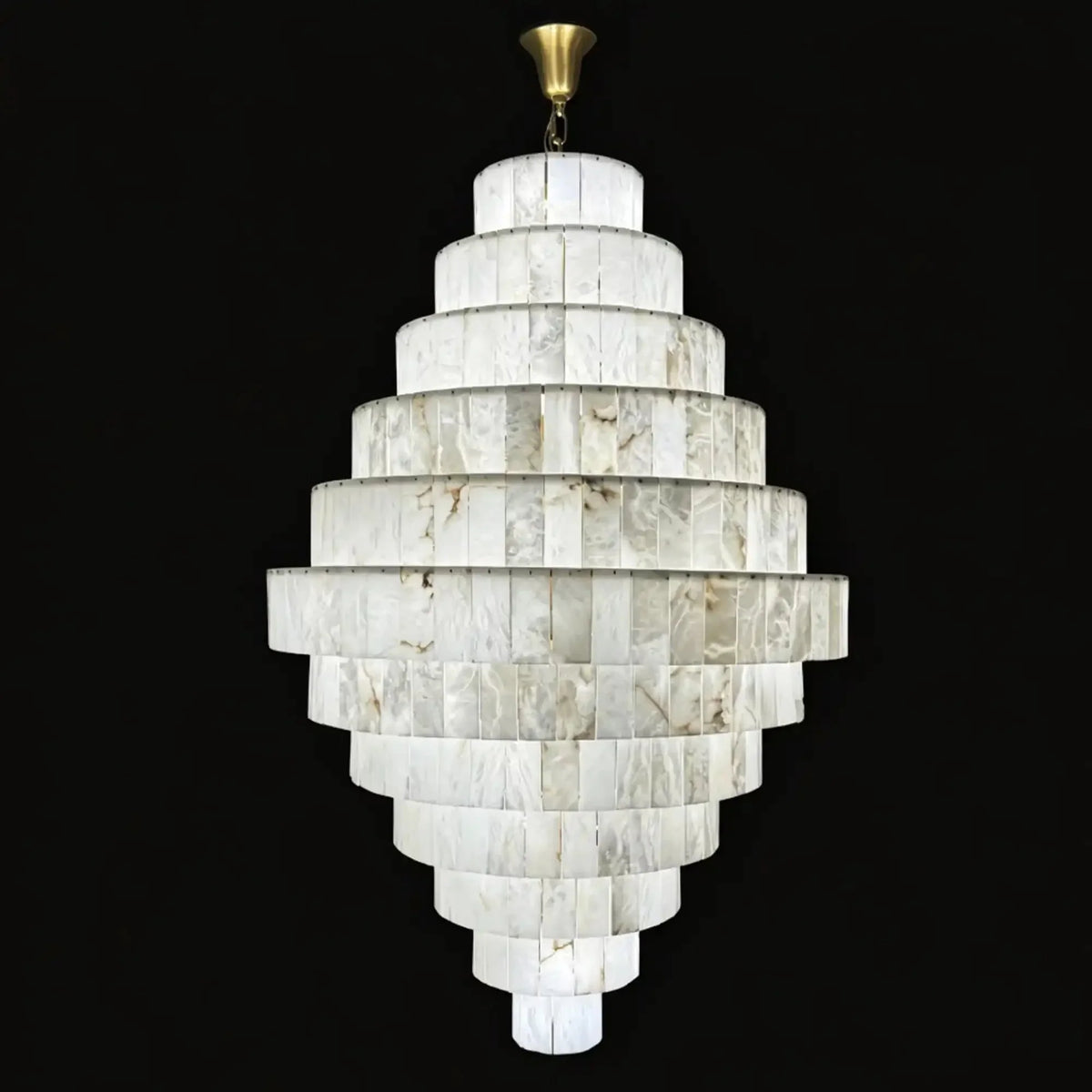 Luxury Sculpted Pyramid-Tier Alabaster Chandelier for High Ceiling - D48.03"*H44.09"(D122cm*H112cm)/85kgWarm Light 3000KJecanoli