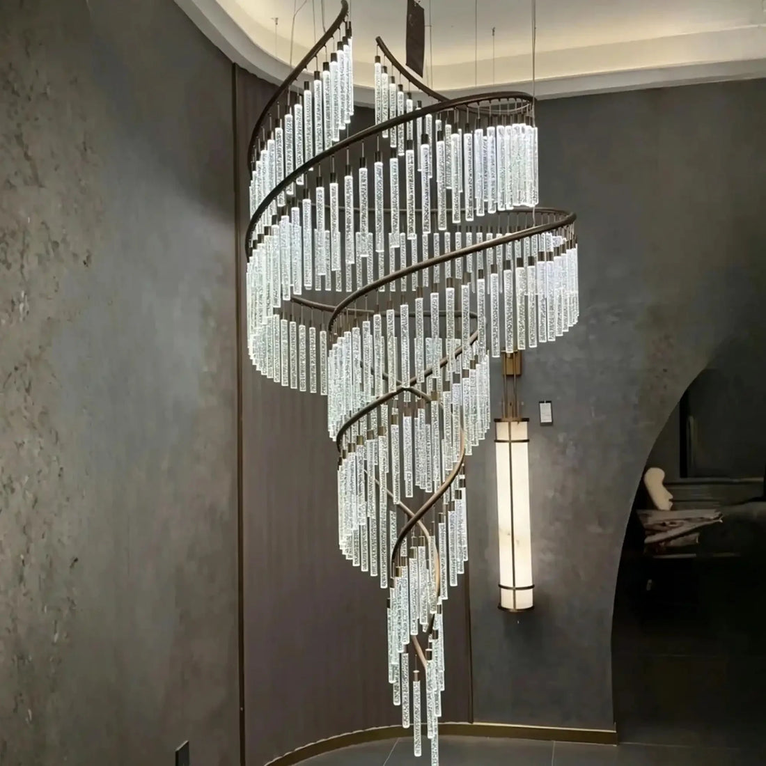 Luxury Spiral Bubble Crystal Chandelier for High Ceiling - D59.1"*H110.24"(D150cm*H280cm)Warm LightJecanoli