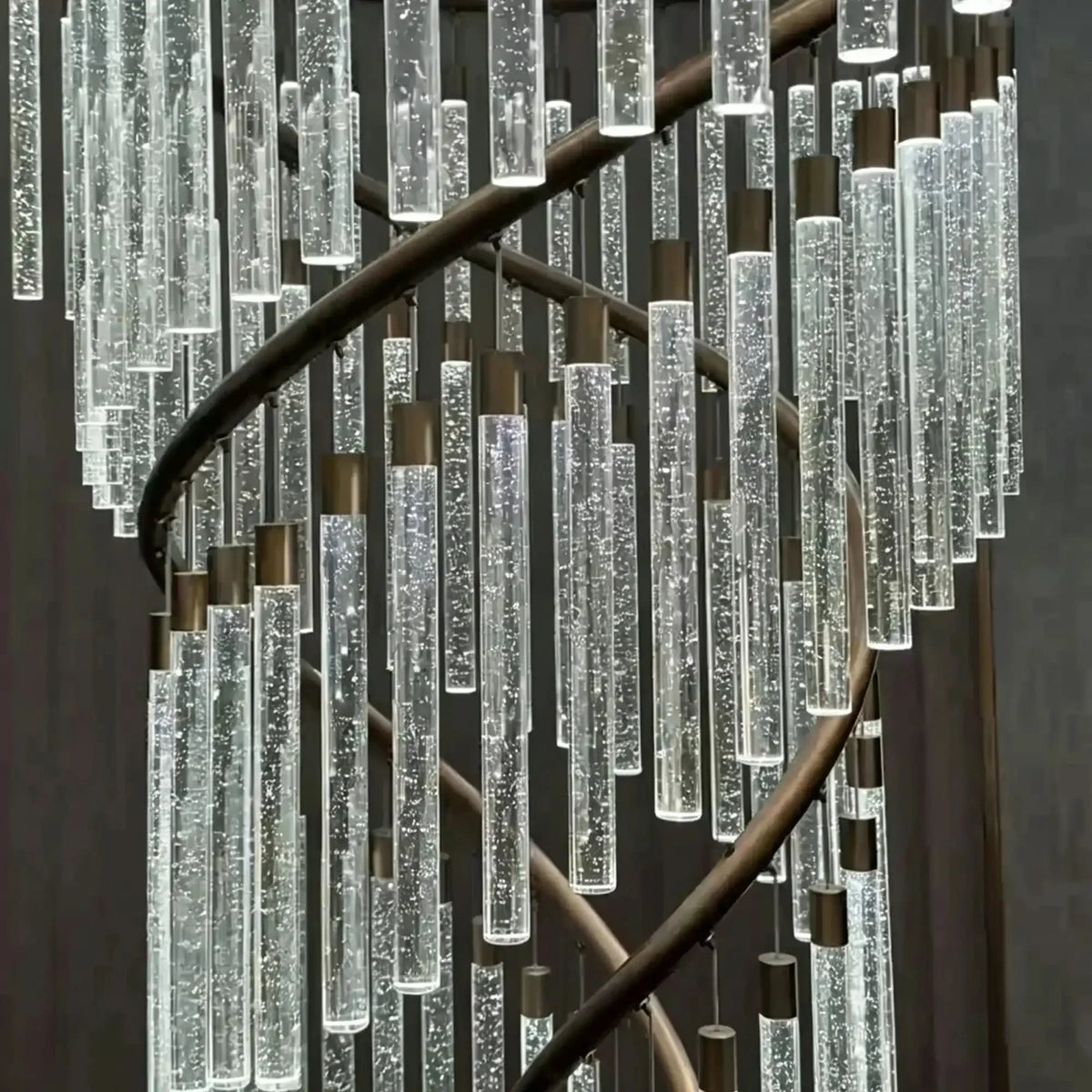 Luxury Spiral Bubble Crystal Chandelier for High Ceiling - CustomWarm LightJecanoli