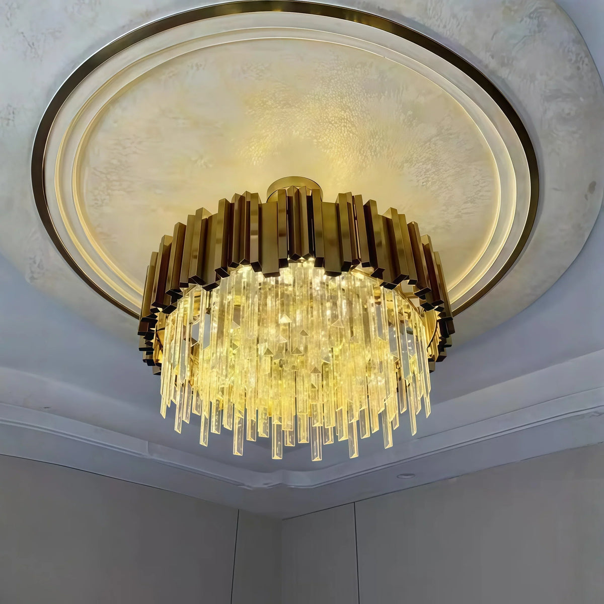 Astra Gold/Chrome Crystal Chandelier for Living Room & Dining Room-Crystal Chandelier-Jecanoli