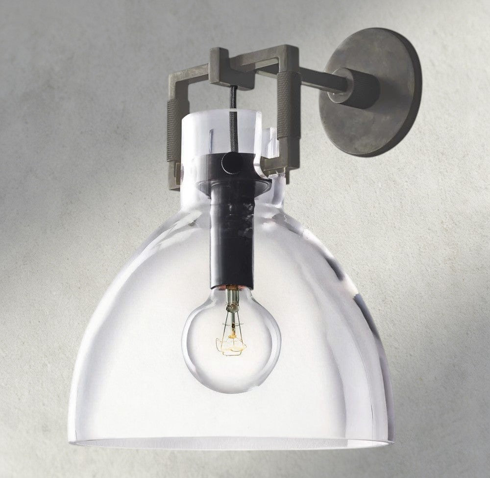 MACHINIST GLASS CLOCHE SCONCE 8", 10"-wall sconce-Jecanoli