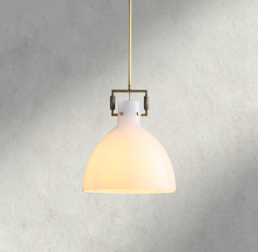MACHINIST MILK GLASS CLOCHE PENDANT 10", 14", 18"-pendant light-Jecanoli