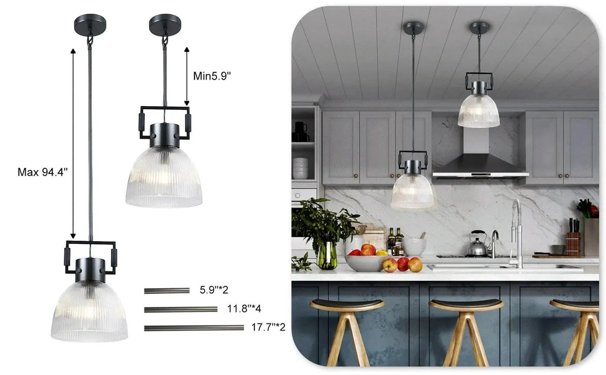 MACHINIST PRISMATIC CLOCHE PENDANT 10", 14", 18"-pendant light-Jecanoli