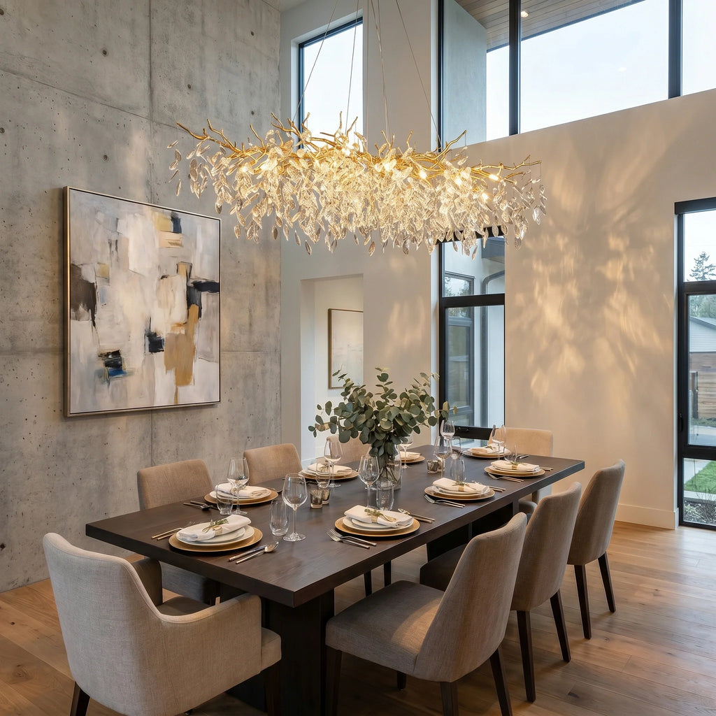 French Branch Crystal Chandelier with Elegant Crystal Leaves