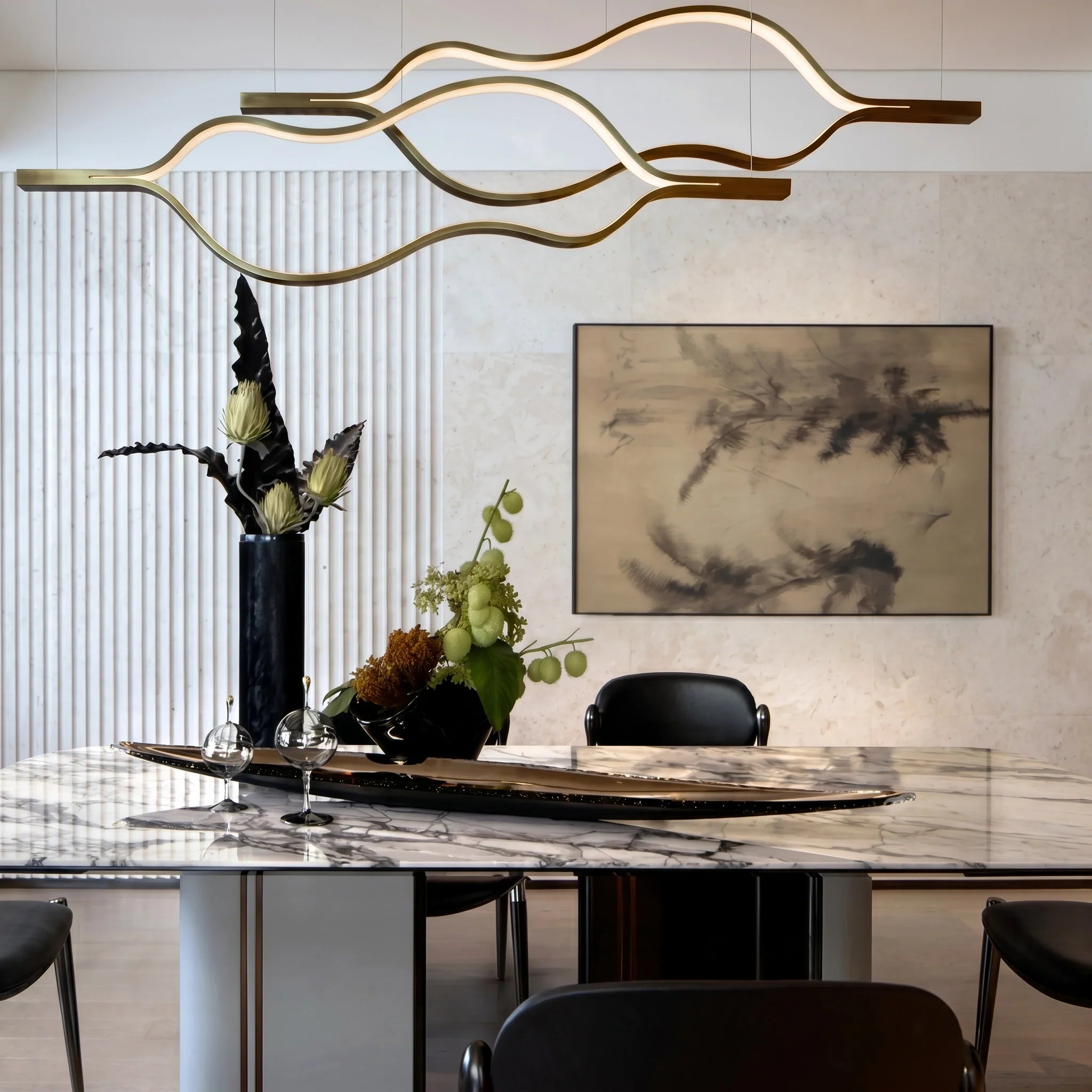 Modern Simple Aluminum Waving Chandelier