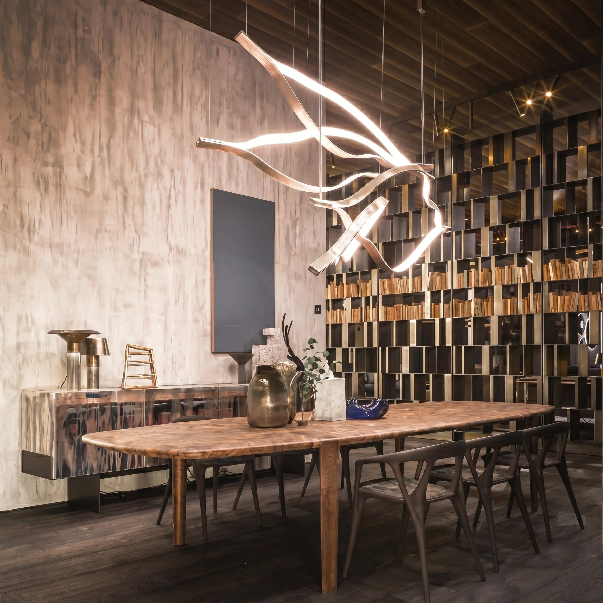 Modern Simple Aluminum Waving Chandelier
