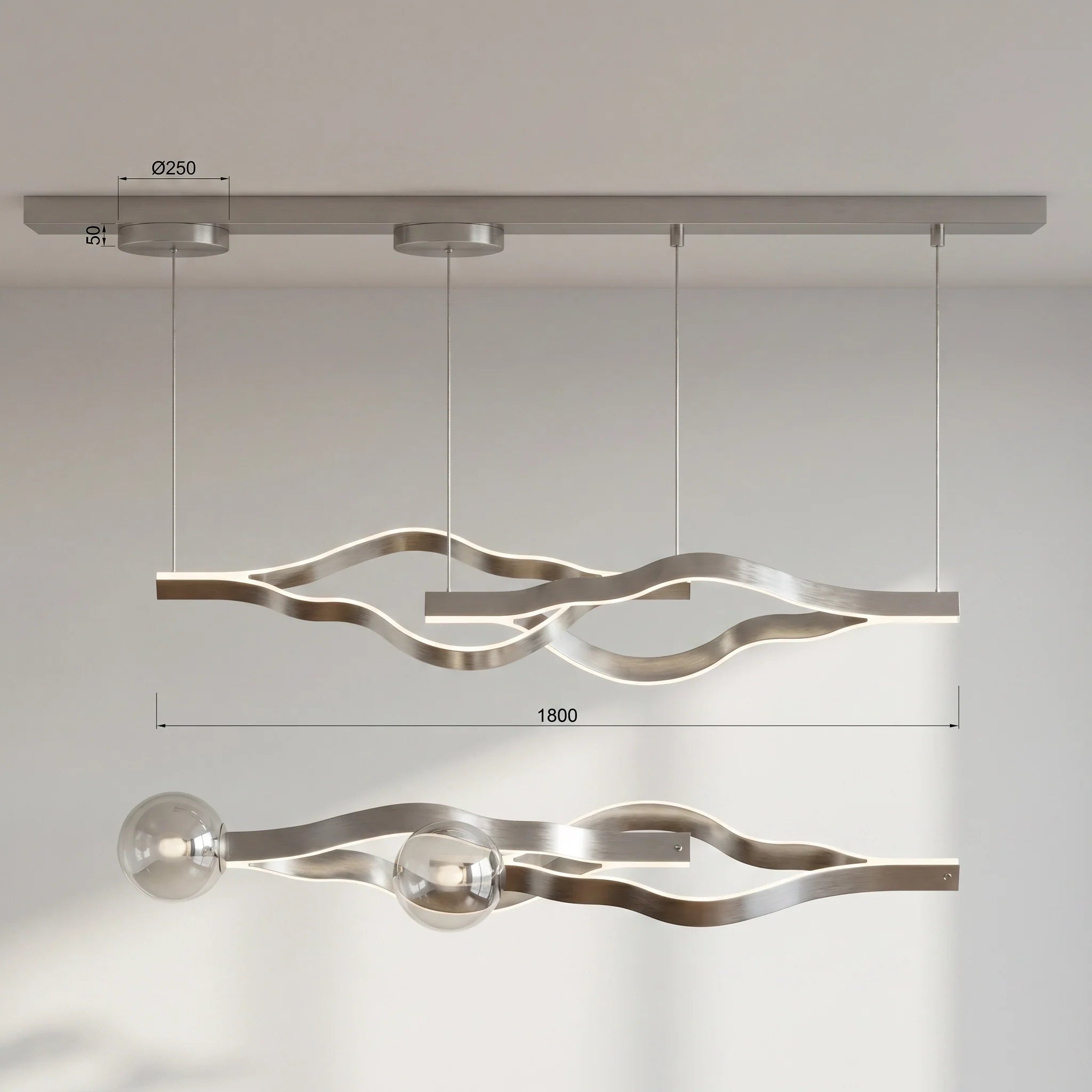 Modern Simple Aluminum Waving Chandelier