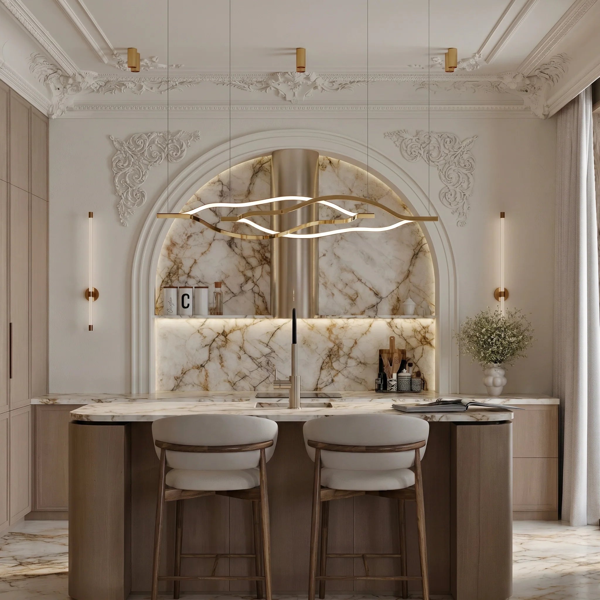 Modern Simple Aluminum Waving Chandelier