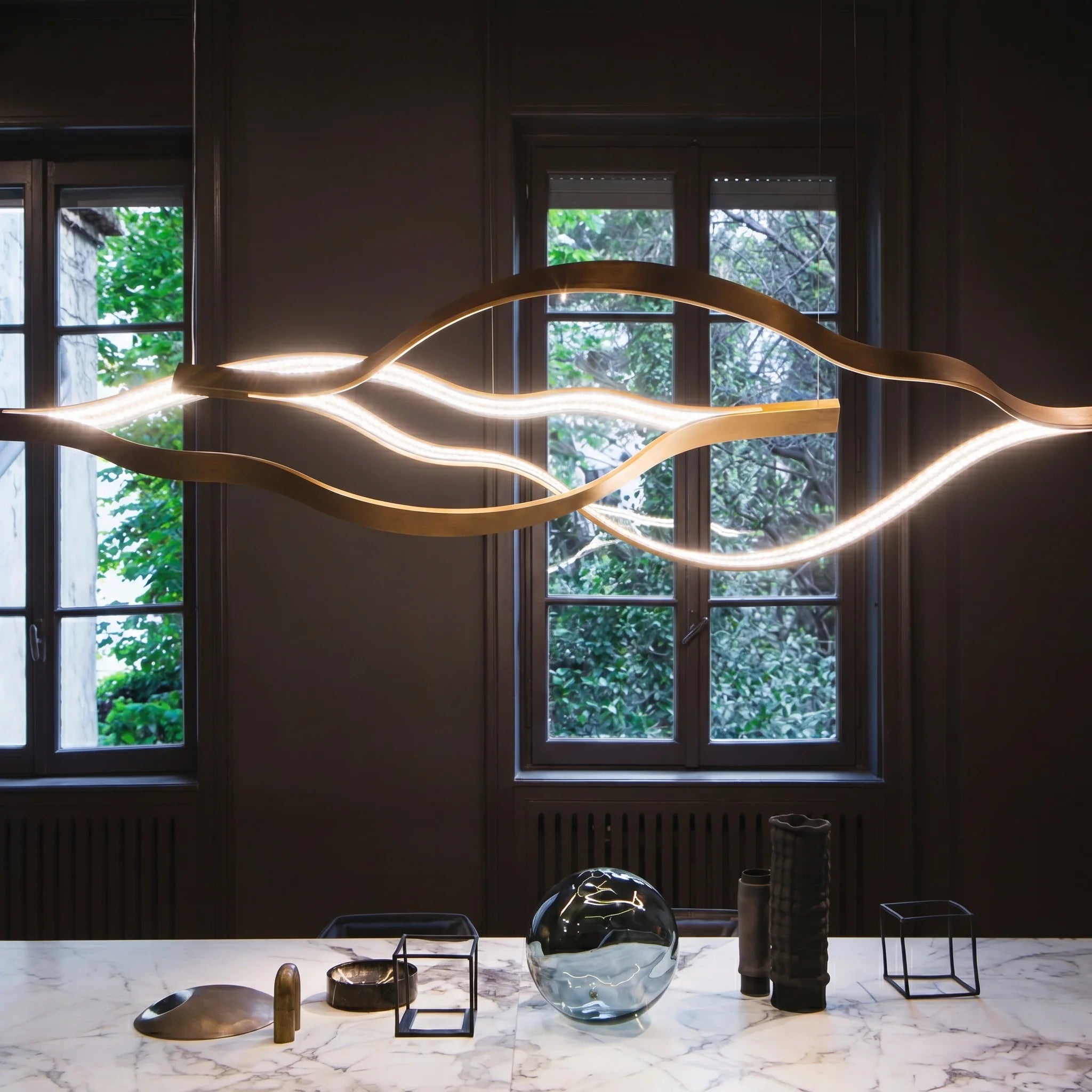 Modern Simple Aluminum Waving Chandelier