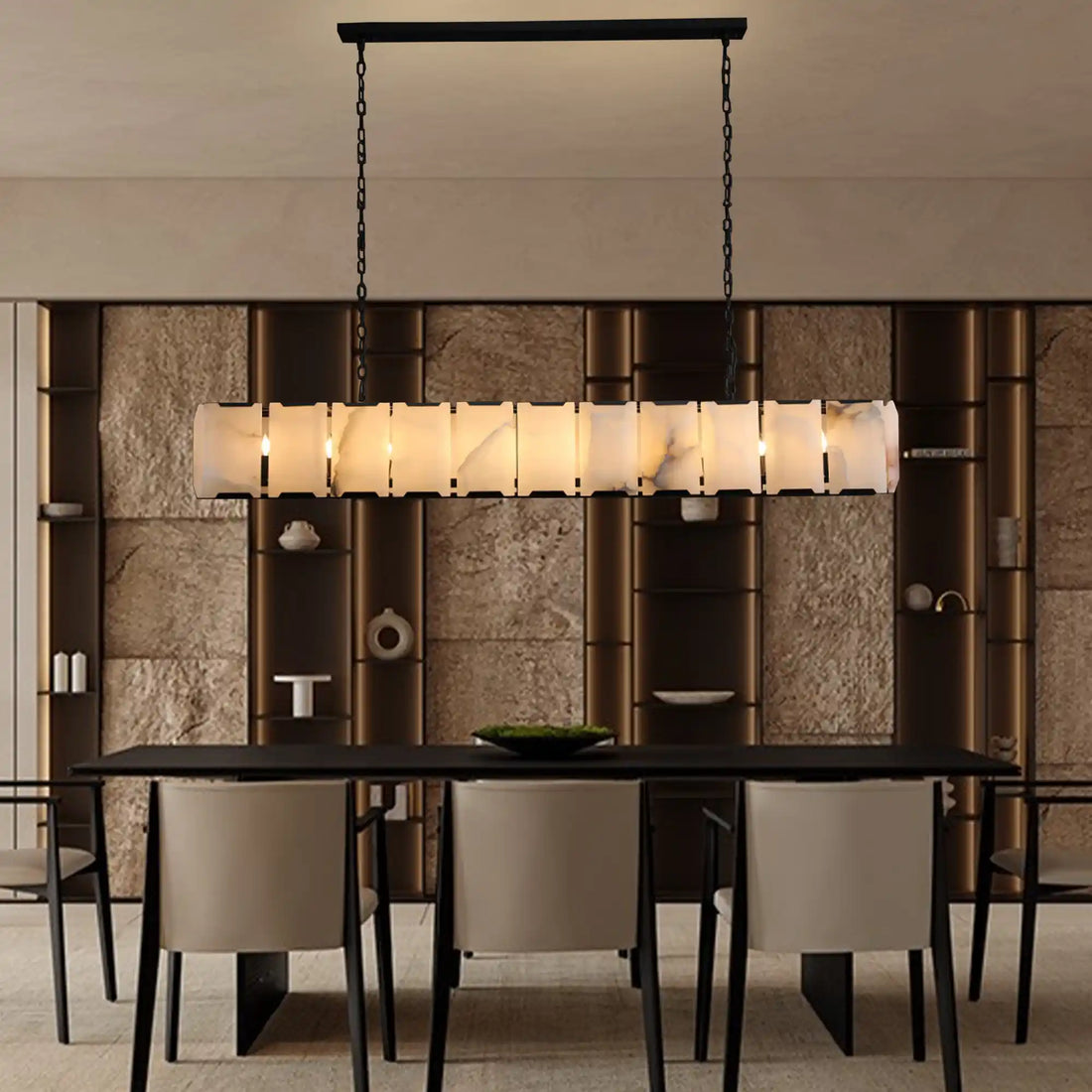 Harlow Calcite Rectangular Chandelier 42", 54", 62", 74"-chandelier-Jecanoli