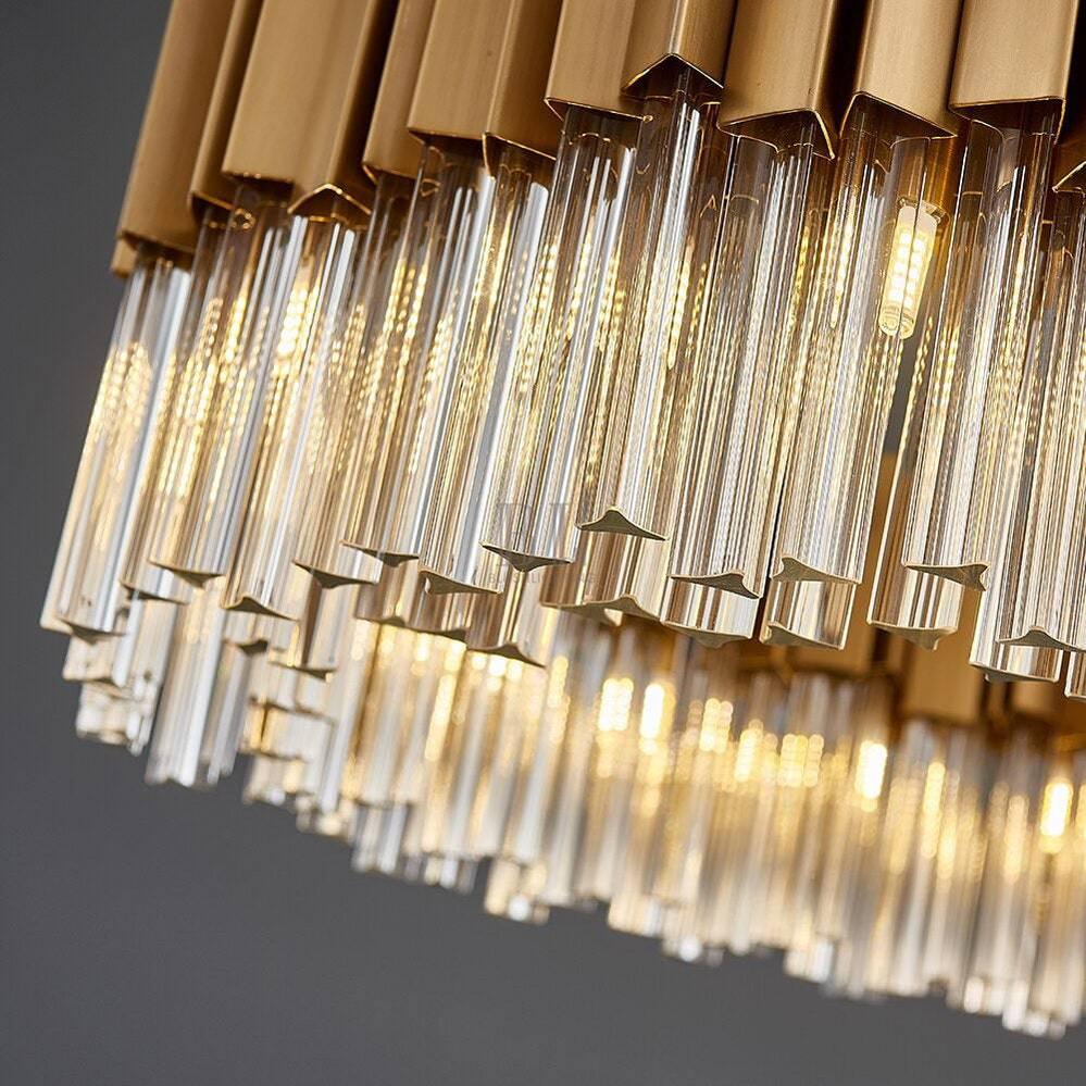 Milano Brushed Gold Crystal Chandelier - D32" - Jecanoli