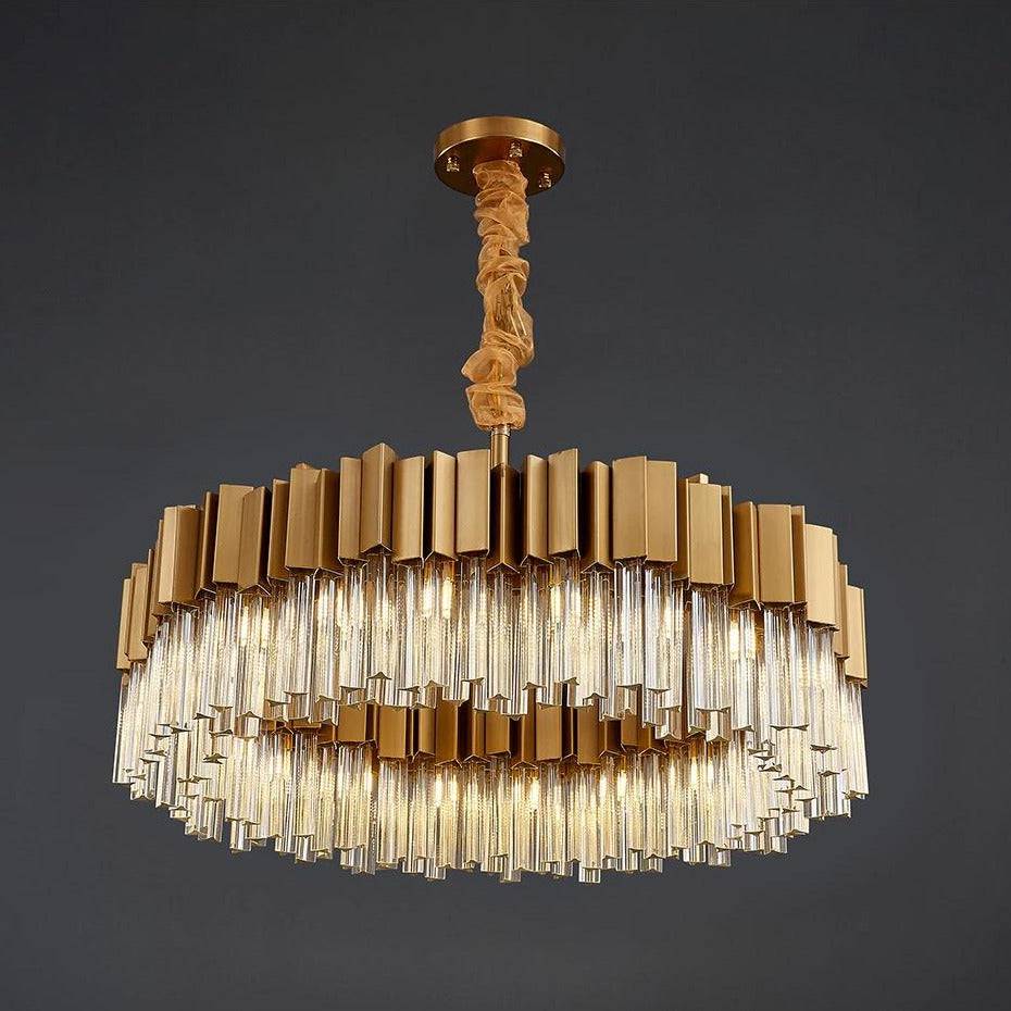 Milano Brushed Gold Crystal Chandelier - D24" - Jecanoli