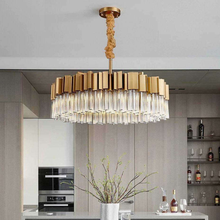Milano Brushed Gold Crystal Chandelier - D40" - Jecanoli