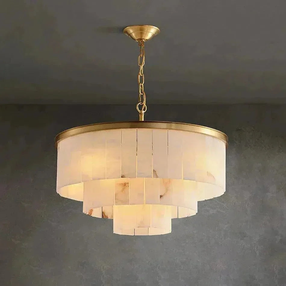 Modern Alabaster Tiered Chandelier - Copper+WhiteDia 45cm x H 58cm / D 17.7 x H 22.8Blushlighting